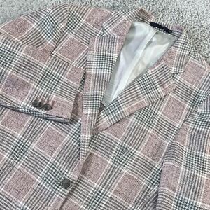 Suitsupply Blazer Mens 52 Pink Havana Patch Slim Pure Linen Plaid Luxury Modern
